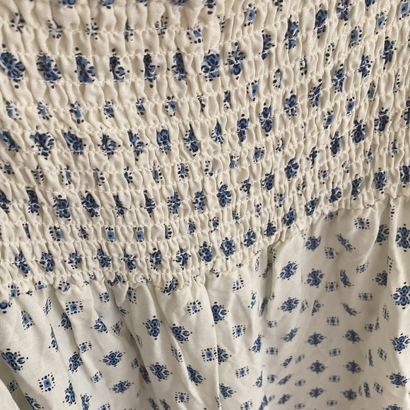 NWT Smocked Cottagecore Floral Dress, Liberty Love Maternity Size XL, cream blue - Picture 4 of 8